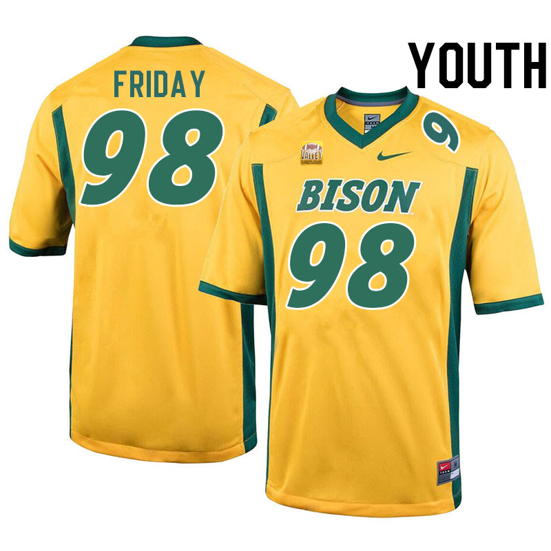 Youth #98 Bryce Friday North Dakota State Bison College Football Jerseys Stitched-Yellow